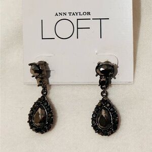 Ann Taylor Loft Dangle Earrings Dressy Black Stones